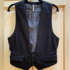 Free People Black V-Neck Vest, Size Medium, NWOT